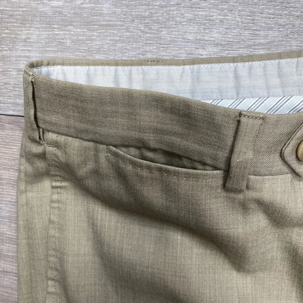 Ermenegildo Zegna Dress Pants Mens 36 Tan Wool Flat Front Luxury Business